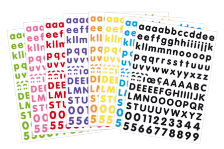 Gommettes alphabet - 8 couleurs assorties - Gommettes Alphabet, messages – 10doigts.fr