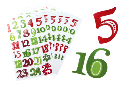 Gommettes chiffres calendrier de l'avent - 150 pièces - Gommettes Noël – 10doigts.fr