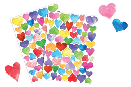 Gommettes cœurs aquarelle - 116 pcs - Gommettes Fête des parents : personnaliser vos cadeaux avec amour – 10doigts.fr