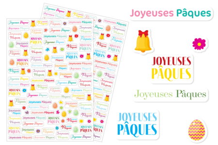 Gommettes "Joyeuses Pâques" - 2 planches - Gommettes Pâques – 10doigts.fr