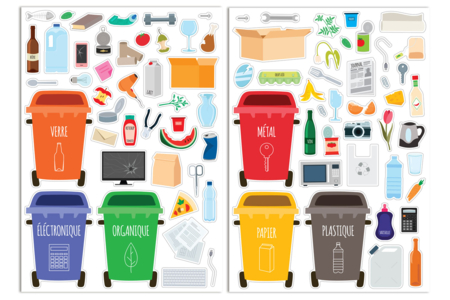Gommettes "Tri sélectif des déchets - 84 pcs - Kits créatifs gommettes – 10doigts.fr
