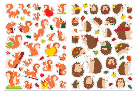 Gommettes écureuils et hérissons - 1 set (2 planches) - Gommettes saisons : des autocollants pour toute l’année – 10doigts.fr