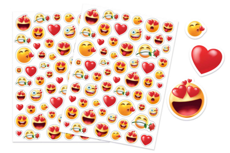 Gommettes "Emoticones LOVE" - 2 planches - Gommettes Fête des parents : personnaliser vos cadeaux avec amour – 10doigts.fr