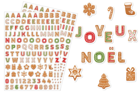 Gommettes de Noël “Lettres pain d'épices” - 250 pcs - Gommettes et stickers Noël – 10doigts.fr