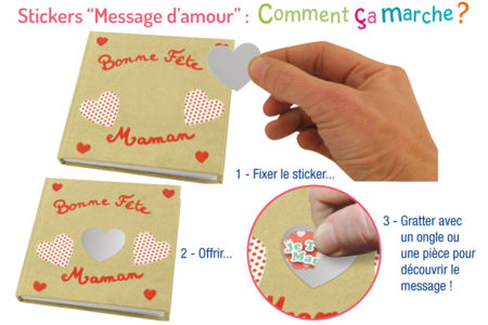 Cœurs “Message d’amour” à gratter - 40 pièces - Gommettes coeurs – 10doigts.fr