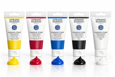 Gouache étude Lefranc Bourgeois, 5 x 80 ml - Gouache fine artiste : des couleurs opaques et lumineuses – 10doigts.fr