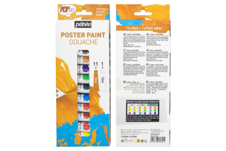 gouache pébéo pop art - Peinture gouache liquide : des couleurs vives qui s'enlèvent à l'eau – 10doigts.fr