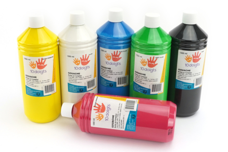 gouaches 10doigts couleurs primaires  - Peinture gouache 10doigts : la qualité professionnelle pour les enfants – 10doigts.fr