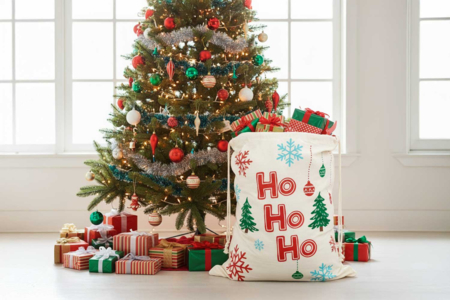 Grande Hotte du Père Noël en Coton - Supports de Noël – 10doigts.fr