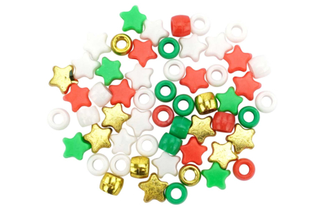 Perles de Noël en plastique - 50 perles - Petites décorations de Noël – 10doigts.fr