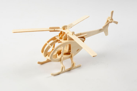 Hélicoptère 3D en bois naturel à monter - Divers – 10doigts.fr