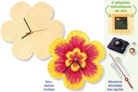 Horloge fleur en bois - Horloges en bois – 10doigts.fr