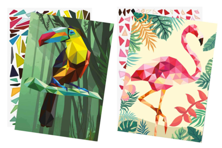 Kit 2 tableaux gommettes au numéro : Toucan et Flamant rose - Kits créatifs avec gommettes : le plein d’idées pour les petits artistes – 10doigts.fr