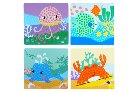 Kit 4 tableaux gommettes mosaïques  - Animaux marins - Les nouveautés 2026 – 10doigts.fr