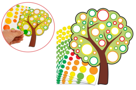 Kit arbres en carte forte + gommettes - 6 pièces - Kits créatifs avec gommettes : le plein d’idées pour les petits artistes – 10doigts.fr