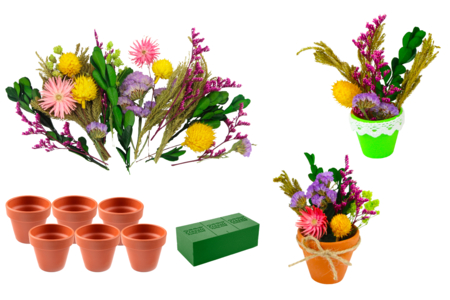 Kit 6 compositions  fleurs séchées à créer - Kits fête des parents – 10doigts.fr