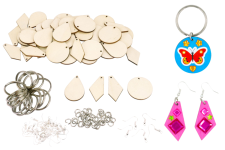Pack bijoux et porte-clés en bois - 30 pièces - Kits bijoux – 10doigts.fr