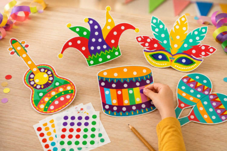 kit carnaval gommettes - Kits créatifs Carnaval - Activités manuelles et de bricolage pour Carnaval – 10doigts.fr
