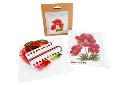 kit complet point de croix coquelicot - Kits Mercerie – 10doigts.fr