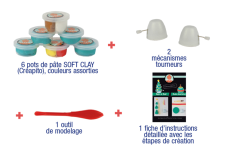 Kit Créapito à base de Soft Clay : SAPIN + BOULE DE NOEL - 10doigts.fr
