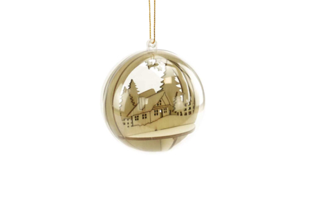 Kit créatif de 10 boules de Noël transparentes avec scène en bois à monter et décorer - Boules de Noël DIY – 10doigts.fr
