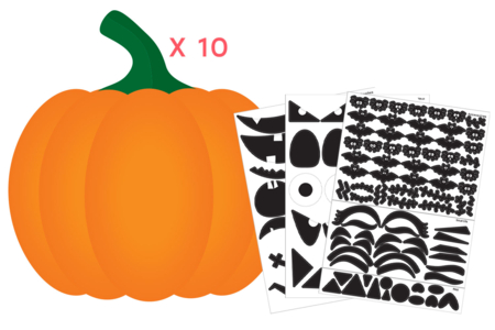 Grandes citrouilles + gommettes - 10 pièces - Kits créatifs Halloween – 10doigts.fr