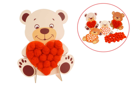 Kit de 4 oursons en carton à pomponner - Kits créatifs Fête des Mères : des coffrets tout-en-un pour fabriquer vos cadeaux pour maman – 10doigts.fr