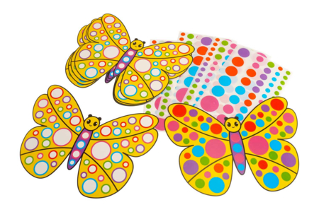 Kit papillons en carte forte + gommettes - 6 pièces - Kits créatifs avec gommettes : le plein d’idées pour les petits artistes – 10doigts.fr