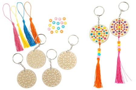 Kit porte-clés Mandalas en bois - Kits bijoux – 10doigts.fr