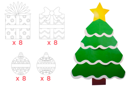 Kit sapin de Noël géant + formes à colorier - Kits bricolages créatifs de Noël – 10doigts.fr