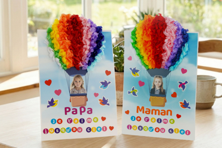 Kit tableaux montgolfière parents - 4 pièces - Cartes Fête des mères – 10doigts.fr
