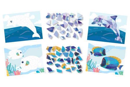 Kit tableaux stickers au numéro A5 animaux marins - 2 pcs - Kits animaux et nature : créez votre propre univers sauvage – 10doigts.fr