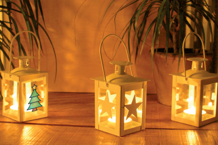 Lanterne étoile en verre et métal blanc - Supports en Métal – 10doigts.fr
