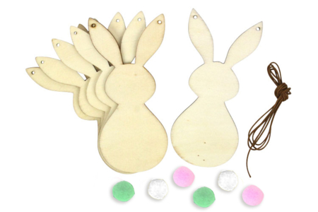 Kit guirlande 6 lapins en bois - Kits créatifs Pâques – 10doigts.fr