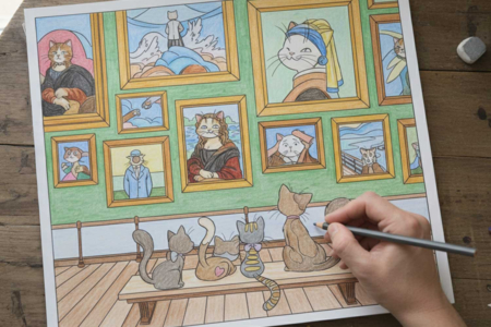 Livre de coloriages géant : L'univers des chats - Livres de coloriage et dessins – 10doigts.fr