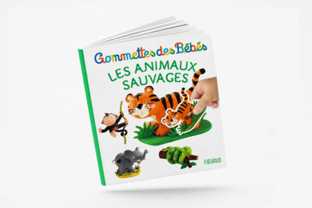 Livre : gommettes bébé, Les animaux sauvages - Gommettes Bébé : nos supports s'amuser à coller des images dès le 1er âge – 10doigts.fr