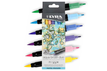 Lyra Aqua Brush Duo, 6 couleurs pastel - Feutres pinceaux : précision et souplesse pour dessiner – 10doigts.fr