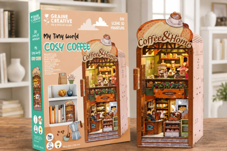 Maquette 3D lumineuse - "Le café" - Maquettes en bois – 10doigts.fr