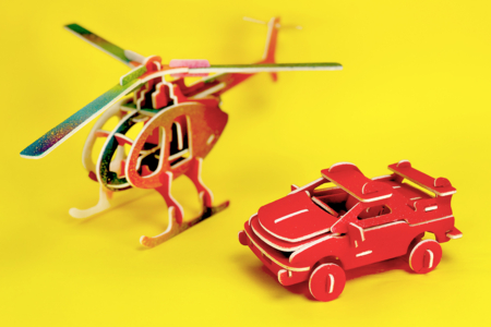 Hélicoptère 3D en bois naturel à monter - Divers – 10doigts.fr