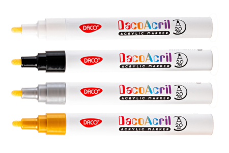 marqueur peintur eacrylique blanc noir or argent - Marqueurs peinture – 10doigts.fr