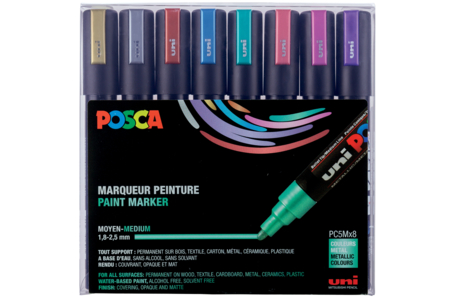 Marqueurs Posca - 8 Couleurs métalliques - Marqueur POSCA – 10doigts.fr