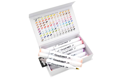 Marqueurs à alcool Graph'it Brush Manga Shojo - 12 couleurs pastel et vives, - Feutres à alcool : des couleurs intenses et des dégradés sans traces – 10doigts.fr