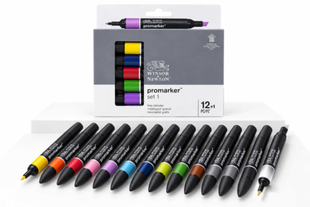 Marqueurs à alcool Promarker - 12 couleurs + blender - Feutres à alcool : des couleurs intenses et des dégradés sans traces – 10doigts.fr