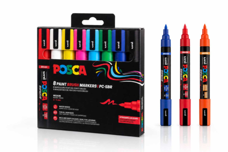 Marqueurs Posca Brush - 8 couleurs - Marqueurs POSCA : la référence mondiale de la peinture nomade – 10doigts.fr