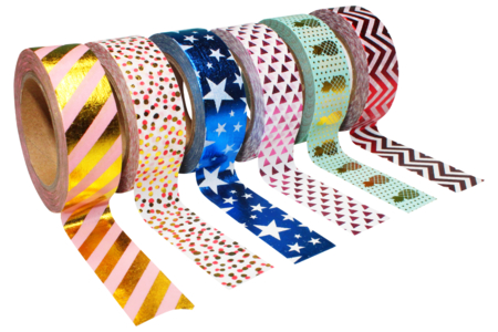 Masking tape à motifs métallisés - 6 rouleaux - Adhésifs colorés et Masking tape – 10doigts.fr