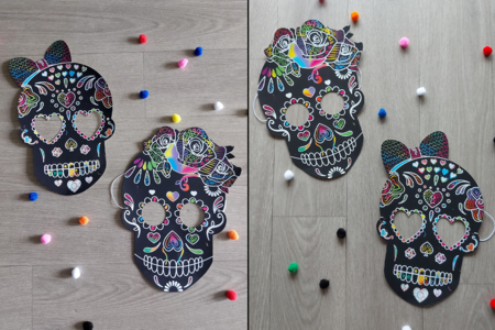 Masque "tête de mort" en carte à gratter - Mardi gras, carnaval – 10doigts.fr