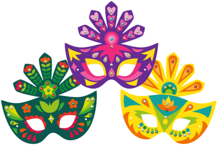 Kit de masques carnaval - Set de 6 - Mardi gras, carnaval – 10doigts.fr