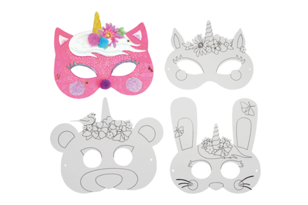 Masques licornes - 4 motifs assortis - Masques – 10doigts.fr