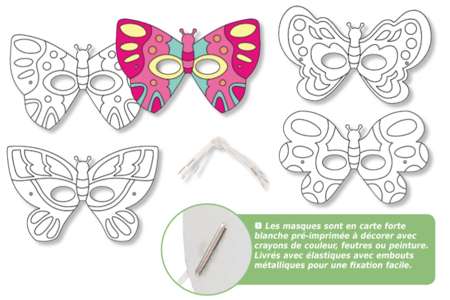 Masques papillons à décorer - Set de 4 - Masques – 10doigts.fr