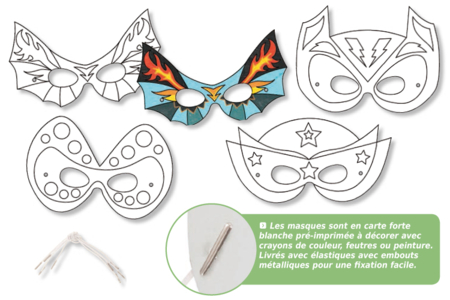 Masques super héros à décorer - Set de 4 - Mardi gras, carnaval – 10doigts.fr